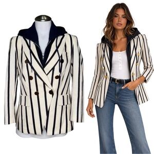 $695 VERONICA BEARD Empire Striped Dickey Blazer Jacket Sz 4